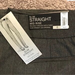 Slim Straight Mid Rise Gray Pants